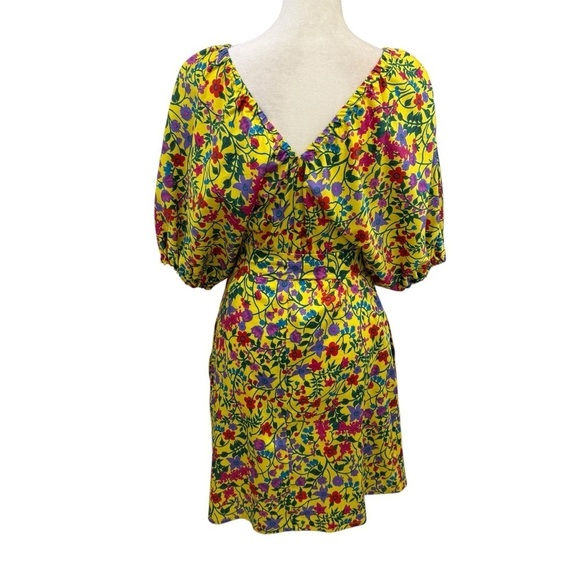 Max Mara Weekend Curvone Cotton Yellow Floral V-Neck Belted Flare Dress NWT $485 - Picture 6 of 13